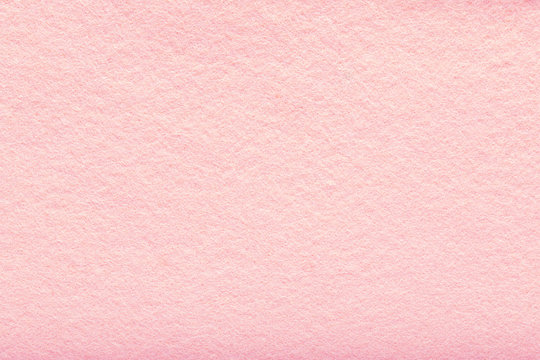 Fine grain pink woolen felt. Texture background. Velvet scarlet matte background of suede fabric