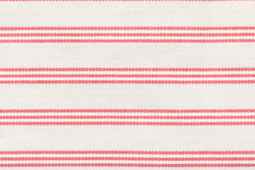 Rustic canvas fabric texture. Colored striped coarse linen fabric closeup as background