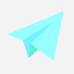 Blue paper plane vector design isolated on white background