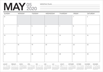 May 2020 desk calendar vector illustration