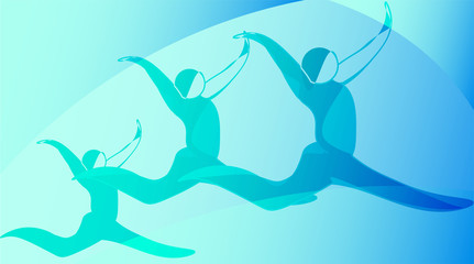 silhouettes of dancers in a jump