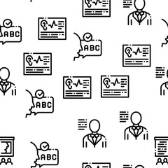 Speech Therapist Help Seamless Pattern Vector Thin Line. Illustrations