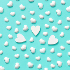 Valentine's postcard with white plaster hearts pattern.