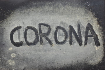 the words "Corona" on black background