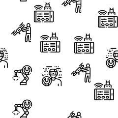 Robotics Master Seamless Pattern Vector Thin Line. Illustrations