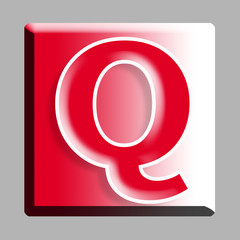 Q Alphabet Text font letter , Red button icon