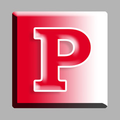 P Alphabet Text font letter , Red button icon