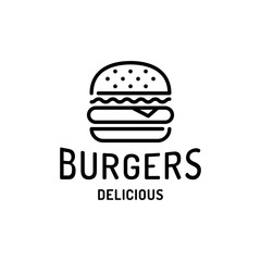 Burger Fast Food Logo Template - obrazy, fototapety, plakaty