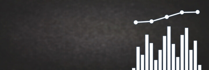 Business graph on black background. Space for your text. Business concept