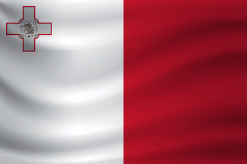 Waving flag of Malta. Vector illustration