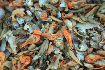 Dried fish on the market