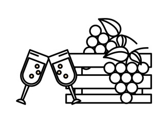 grapes fresh fruits in wooden basket