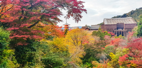 Kiyomizu-dera temple in autumn.