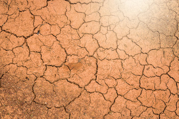 Red ground broken form heat and dry drought pollution
