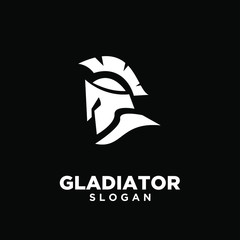 black background head gladiator spartan logo icon design