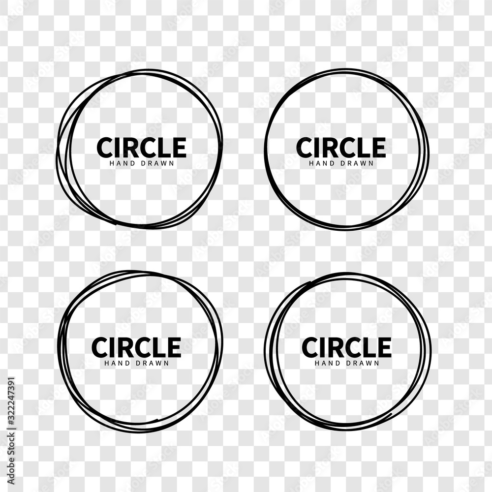 Poster Hand drawn circle sketch frame set. Vector design elements. Clipart object for decoration. Doodle style.