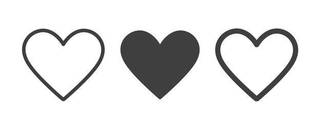 Heart vector collection. Love, favorites, like concept button icon for UI, UX, GUI.