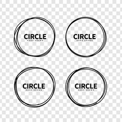 Hand drawn circle sketch frame set. Vector design elements. Clipart object for decoration. Doodle style.