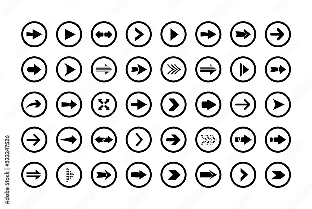Poster Different arrows set for UI, UX, GUI. Vector arrow for concept interface, web and mobile apps.