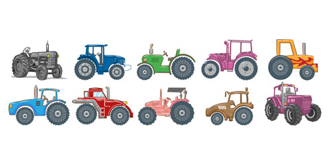 tractor vector set collection graphic clipart design