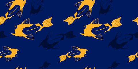 abstract gold and blue carps