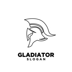 Black white head gladiator spartan logo icon design