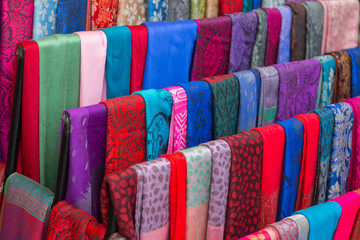 Colorful fabric row