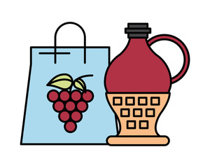 grapes fresh fruits in paper shopping bag