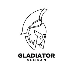 head gladiator line spartan logo icon design