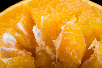 Fototapeta na wymiar the texture of the inside of a juicy ripe orange macro