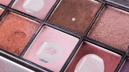 old eye shadow beige shades used by makeup artist, macro