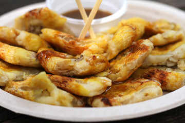 Grilled banana skewers , Bann khang wat in Chaing mai, Thailand