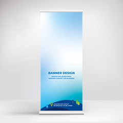 Banner design, roll-up. Stand for presentations, conferences, advertising banner for the exhibition and placement of advertising information	