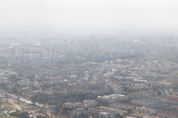 Bangkok  Thailand covered by dust in air pollution PM 2.5.Metropolitan Building Air pollution smog unhealthy environment.hazardous levels