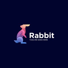 Vector Logo Illustration Rabbit Stand Gradient Colorful Style