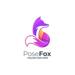 Vector Logo Illustration Pose Fox Gradient Colorful
