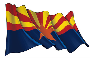 Waving Flag of the State of Arizona
