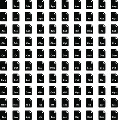  Icons dark files button. Black document extension set.
