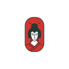 Japanese Geisha head logo icon design template vector illustration