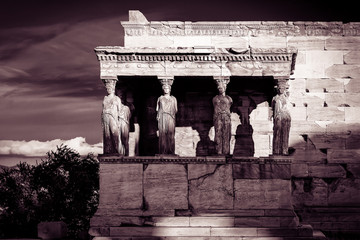 Porch of the Caryatids - black and white