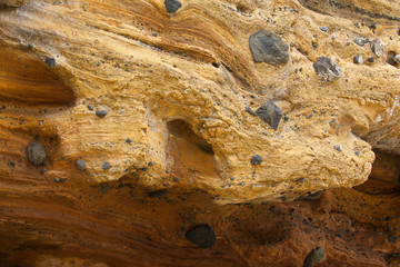 Close-up of rocks formed by lava in Ly SOn island, Quang Ngai province, Vietnam