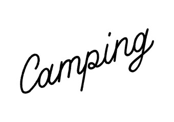 Naklejka premium Camping hand lettering on white background.