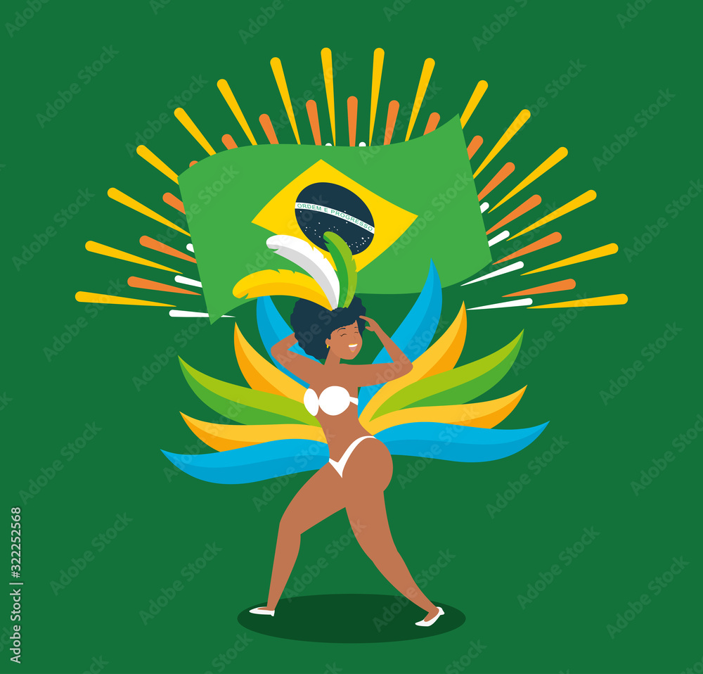 Poster brazilian garota dancing carnival character