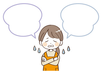 主婦、ふきだし、困惑