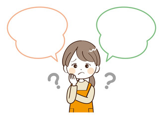 主婦、ふきだし、疑問