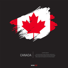 Flag of Canada with brush stroke, grunge style background vector.