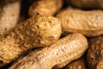 Peanuts in shell. Selecttive focus. Shallow depth of field.