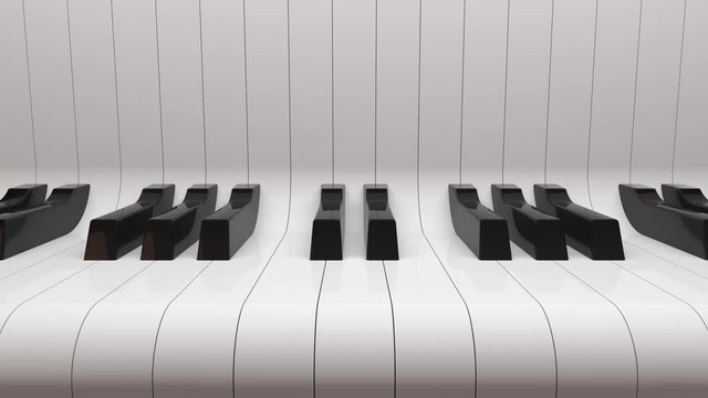3D animation of piano keys rolling and sliding in and out. Loopable 3D animation rendering with alpha channel.