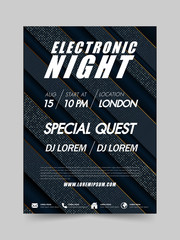 Fototapeta na wymiar Electronic Music festival and club party Covers poster with abstract gradient blue and gold.Vector template design for flyer, presentation, brochure, Pop-up.