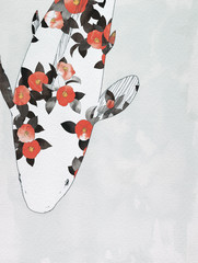 Camellia japonica and Nishikigoi